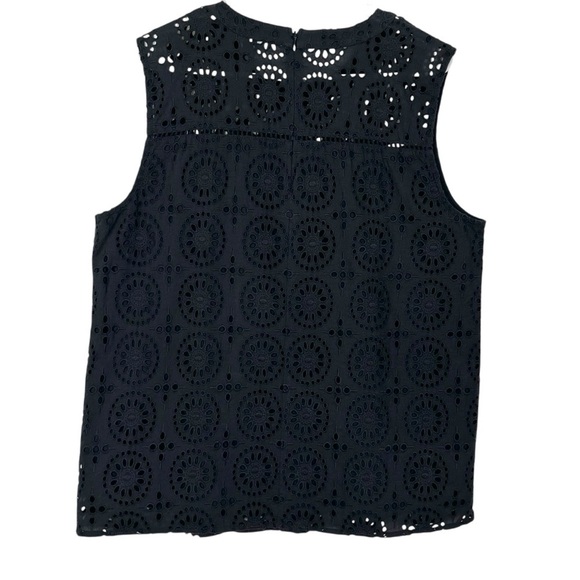Saks Fifth Avenue Black Eyelet Sleeveless Top – Size Large - Picture 2 of 8